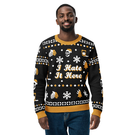I Hate It Here Christmas Sweater - Black
